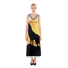 Wolf Wild Animal Night Moon Sleeveless Maxi Dress by Semog4