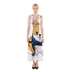 Puppy Cartoon Corgi Sleeveless Maxi Dress by Semog4