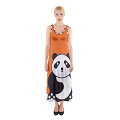 Panda Animal Orange Sun Nature Sleeveless Maxi Dress by Semog4