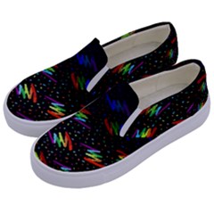 Rainbows Pixel Pattern Kids  Canvas Slip Ons by Semog4