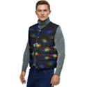 Rainbows Pixel Pattern Men s Short Button Up Puffer Vest	 View3