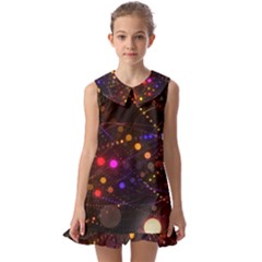 Abstract Light Star Design Laser Light Emitting Diode Kids  Pilgrim Collar Ruffle Hem Dress by Semog4