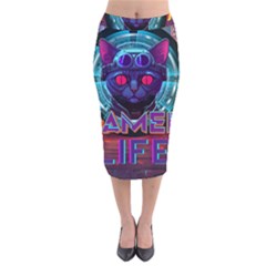 Gamer Life Velvet Midi Pencil Skirt by minxprints