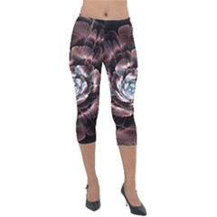 Flower Fractal Art Cool Petal Abstract Lightweight Velour Capri Leggings  by Semog4