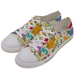 Colorful Flowers Pattern Abstract Patterns Floral Patterns Women s Low Top Canvas Sneakers by Semog4