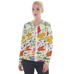 Colorful Flowers Pattern Abstract Patterns Floral Patterns Velvet Zip Up Jacket by Semog4