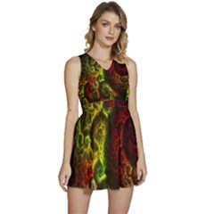 Green And Red Lights Wallpaper Fractal Digital Art Artwork Sleeveless High Waist Mini Dress by Semog4