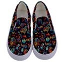 Cartoon Monster Pattern Abstract Background Kids  Canvas Slip Ons View1