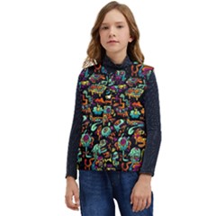 Cartoon Monster Pattern Abstract Background Kid s Short Button Up Puffer Vest	 by Semog4