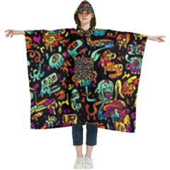 Cartoon Monster Pattern Abstract Background Women s Hooded Rain Ponchos by Semog4