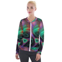 Circle Art 3d Artwork Graphics Vortex Colorful Digital Art Velvet Zip Up Jacket by Semog4