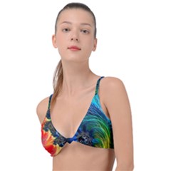 Colorful Digital Art Fractal Design Knot Up Bikini Top by Semog4