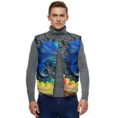 Colorful Digital Art Fractal Design Men s Short Button Up Puffer Vest	 by Semog4