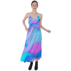 Colorful Blue Purple Wave Tie Back Maxi Dress by Semog4