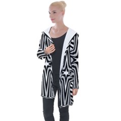 Fractal Star Mandala Black And White Longline Hooded Cardigan by Semog4