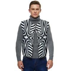 Fractal Star Mandala Black And White Men s Short Button Up Puffer Vest	 by Semog4