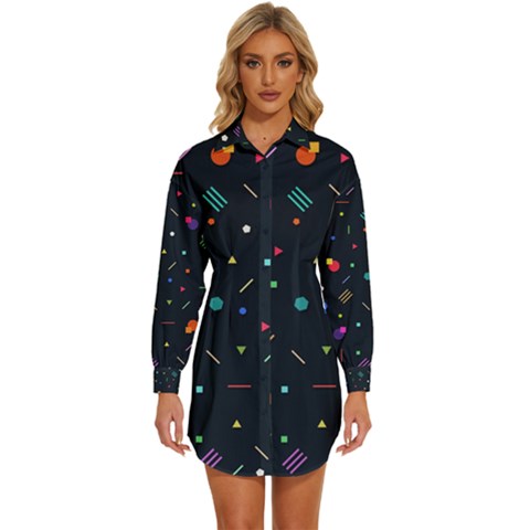 Abstract Minimalism Digital Art Abstract Womens Long Sleeve Shirt Dress by Semog4