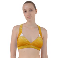 Texture Pattern Macro Glass Of Beer Foam White Yellow Sweetheart Sports Bra by Semog4