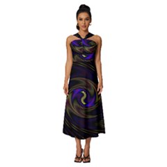 Manadala Twirl Abstract Sleeveless Cross Front Cocktail Midi Chiffon Dress by Semog4