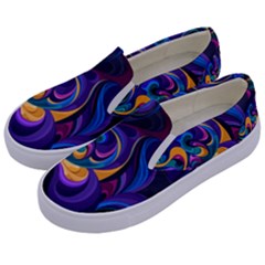 Colorful Waves Abstract Waves Curves Art Abstract Material Material Design Kids  Canvas Slip Ons by Semog4