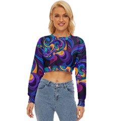 Colorful Waves Abstract Waves Curves Art Abstract Material Material Design Lightweight Long Sleeve Sweatshirt by Semog4