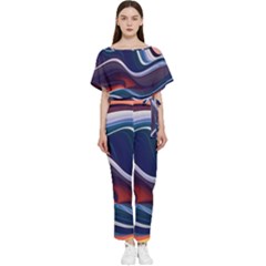 Wave Of Abstract Colors Batwing Lightweight Chiffon Jumpsuit by Semog4