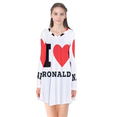 I Love Ronald Long Sleeve V-neck Flare Dress by ilovewhateva