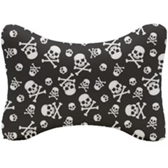 Skull-crossbones-seamless-pattern-holiday-halloween-wallpaper-wrapping-packing-backdrop Seat Head Rest Cushion by Ravend