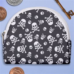 Skull Crossbones Seamless Pattern Holiday-halloween-wallpaper Wrapping Packing Backdrop Horseshoe Style Canvas Pouch by Ravend