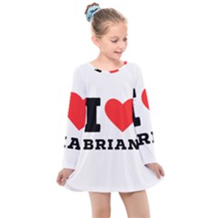 I Love Brian Kids  Long Sleeve Dress by ilovewhateva