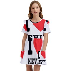 I Love Kevin Kids  Frilly Sleeves Pocket Dress by ilovewhateva