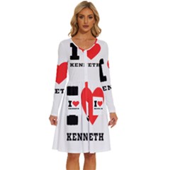 I Love Kenneth Long Sleeve Dress With Pocket by ilovewhateva