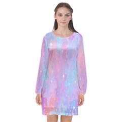 Space-25 Long Sleeve Chiffon Shift Dress  by nateshop