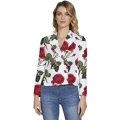 Roses-51 Women s Long Sleeve Revers Collar Cropped Jacket by nateshop