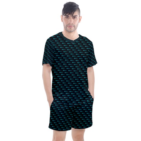 Lines Pattern Texture Stripes Particles Modern Men s Mesh Tee And Shorts Set by Jancukart