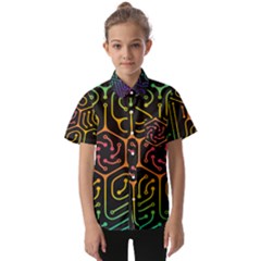 Circuit Hexagonal Geometric Pattern Background Pattern Kids  Short Sleeve Shirt by Jancukart