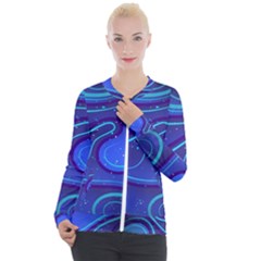 Spiral Shape Blue Abstract Casual Zip Up Jacket by Jancukart