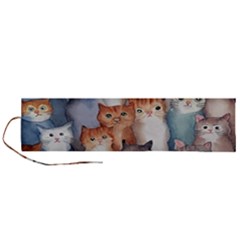 Cats Watercolor Pet Animal Mammal Roll Up Canvas Pencil Holder (l) by Jancukart