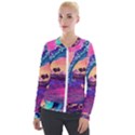 Retro Wave Ocean Velvet Zip Up Jacket View1