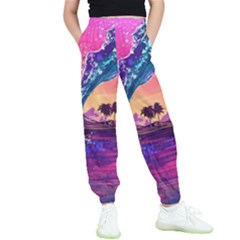 Retro Wave Ocean Kids  Elastic Waist Pants by Semog4