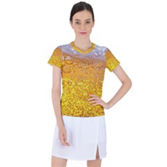 Texture Pattern Macro Glass Of Beer Foam White Yellow Bubble Women s Sports Top by Semog4