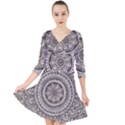 Mandala Circles Drawing Pattern Quarter Sleeve Front Wrap Dress View1