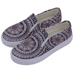 Mandala Circles Drawing Pattern Kids  Canvas Slip Ons by Semog4