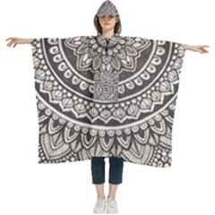 Mandala Circles Drawing Pattern Women s Hooded Rain Ponchos by Semog4