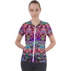 Flower Patterns Abstract Pattern Digital Art Short Sleeve Zip Up Jacket by Semog4