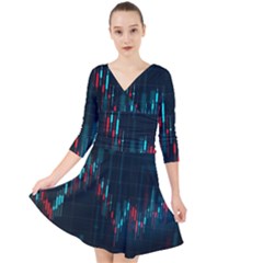 Flag Patterns On Forex Charts Quarter Sleeve Front Wrap Dress by Semog4