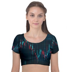 Flag Patterns On Forex Charts Velvet Short Sleeve Crop Top  by Semog4