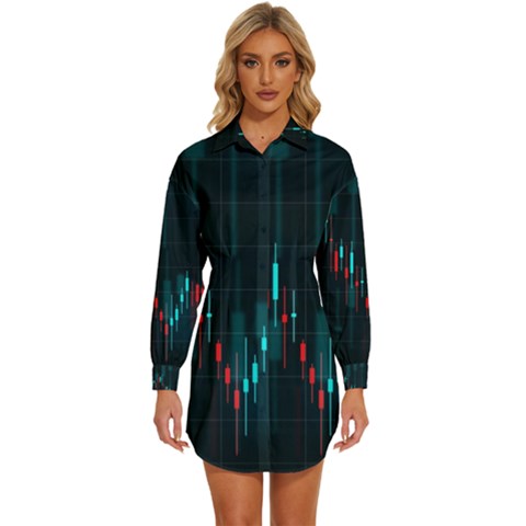 Flag Patterns On Forex Charts Womens Long Sleeve Shirt Dress by Semog4