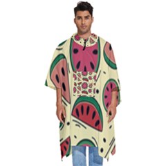 Watermelon Pattern Slices Fruit Men s Hooded Rain Ponchos by Semog4