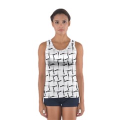 Precision Pursuit: Hunting Motif Black And White Pattern Sport Tank Top  by dflcprintsclothing